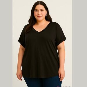 Tahari Women’s Black V-Neck Top – Size 2X – NWT